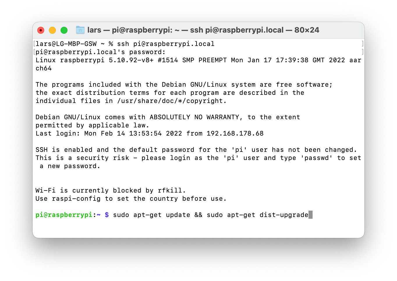 07 Bildschirmfoto Macos Terminal Raspberry Pi System Aktualisieren
