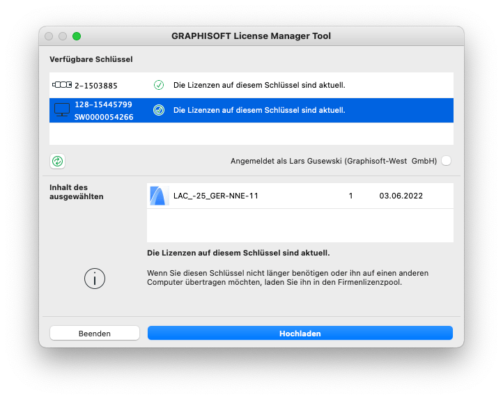 09 screenshot graphisoft license manager tool lizenzen aktualisiert