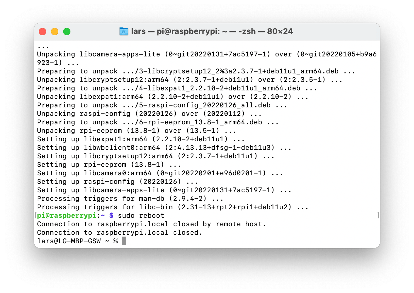 Mit sudo reboot erneut Neustarten.